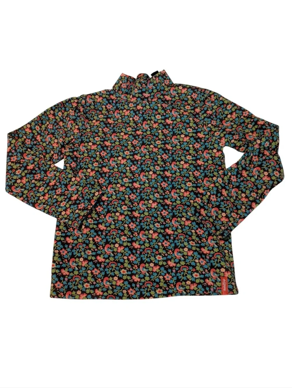 Gap Baby Y2K Floral Bird All Over Print Cotton Turtle Neck Girls Top 5Y